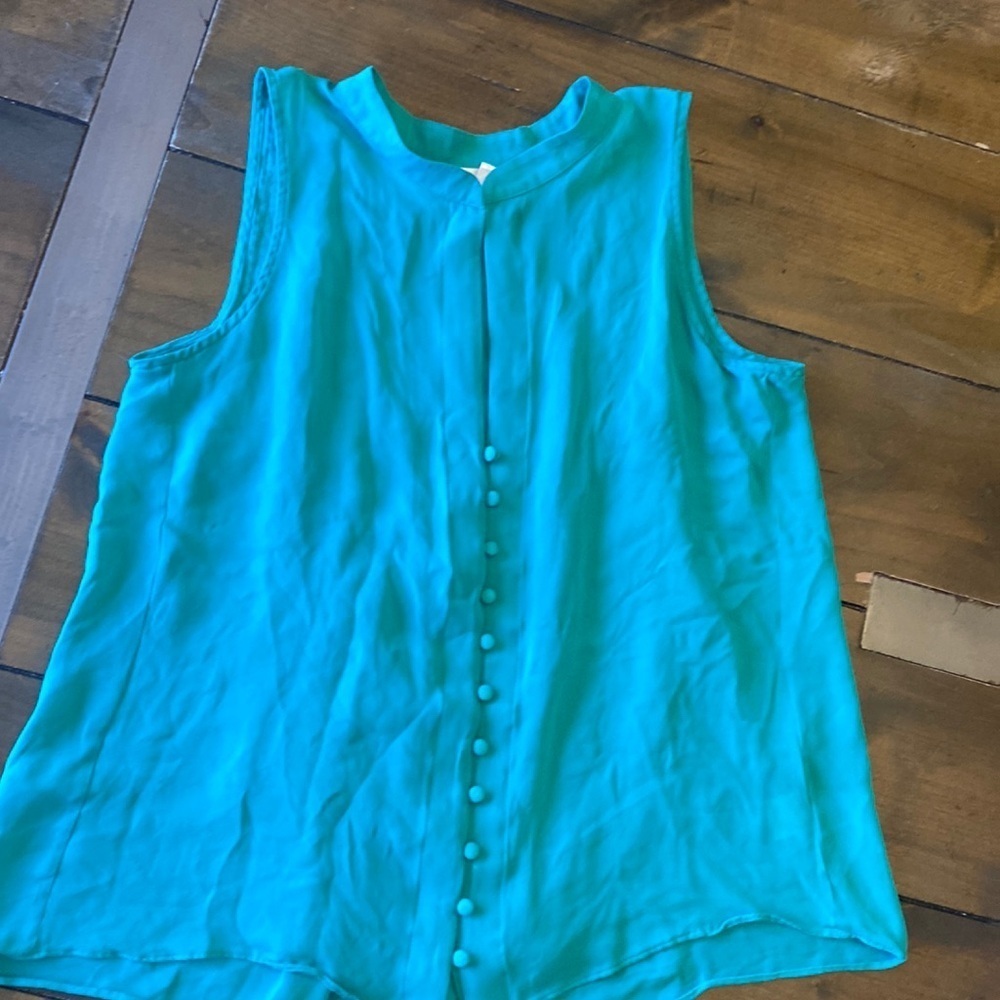 Parker julep silk blouse button front beaded back size S
